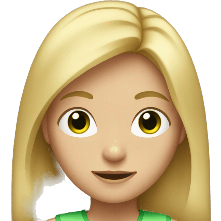 A girl with green eyes and shoulder-length blond hair emoji