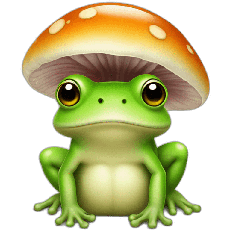 Grenouille kawaii avec un champignon sur la tête emoji