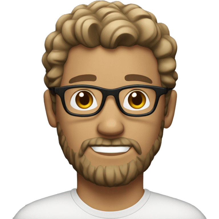 White male with a salt-and-pepper beard and short, curly light brown hair. He wears clear, round plastic glasses emoji