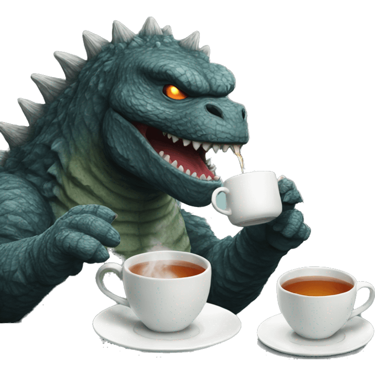 Godzilla drinking tea emoji