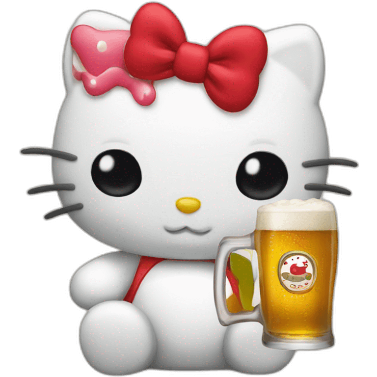 Hello kitty drinking beer emoji