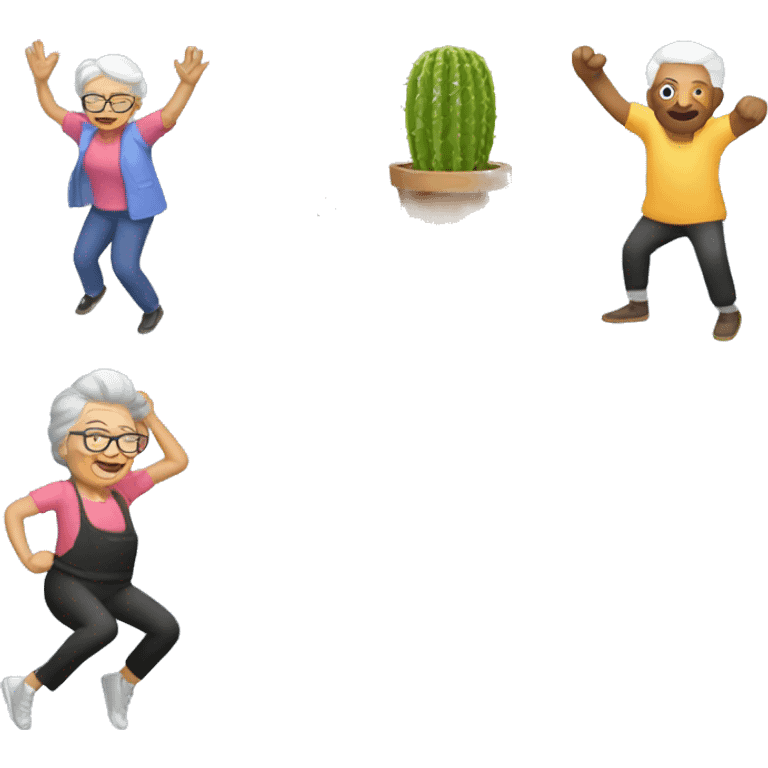 combine dance emoji, with granny emoji with cactus emoji emoji