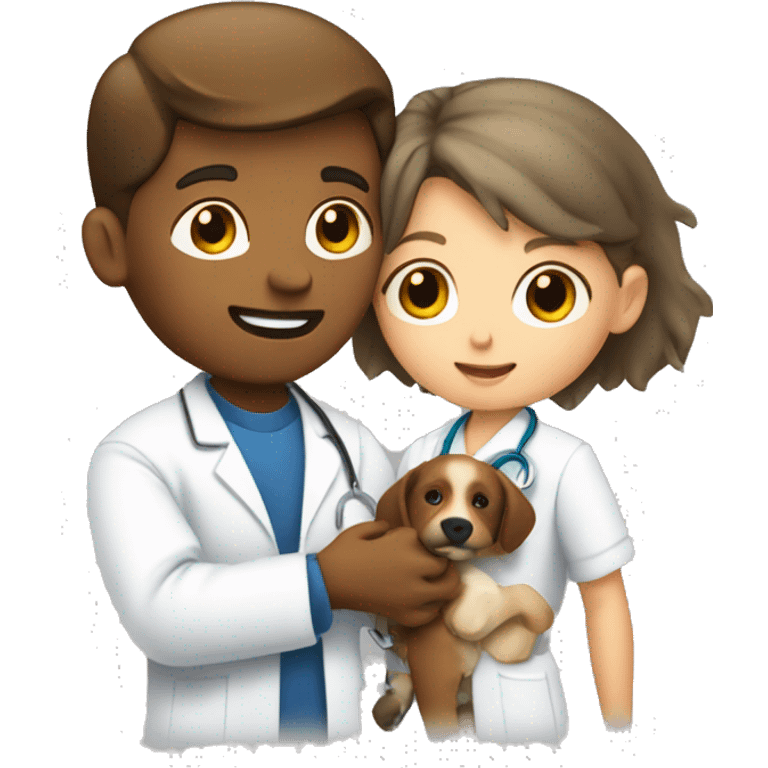 Kinesiologist boy holding a veterinarian girl emoji