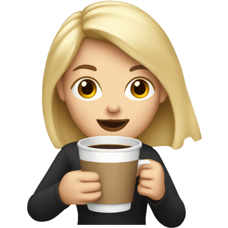 Woman blonde hair with coffee emoji