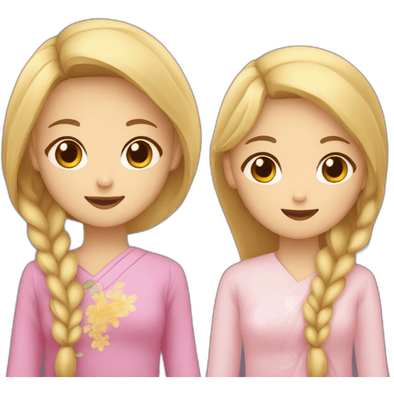 deux filles une fille blonde et fille asiatique emoji