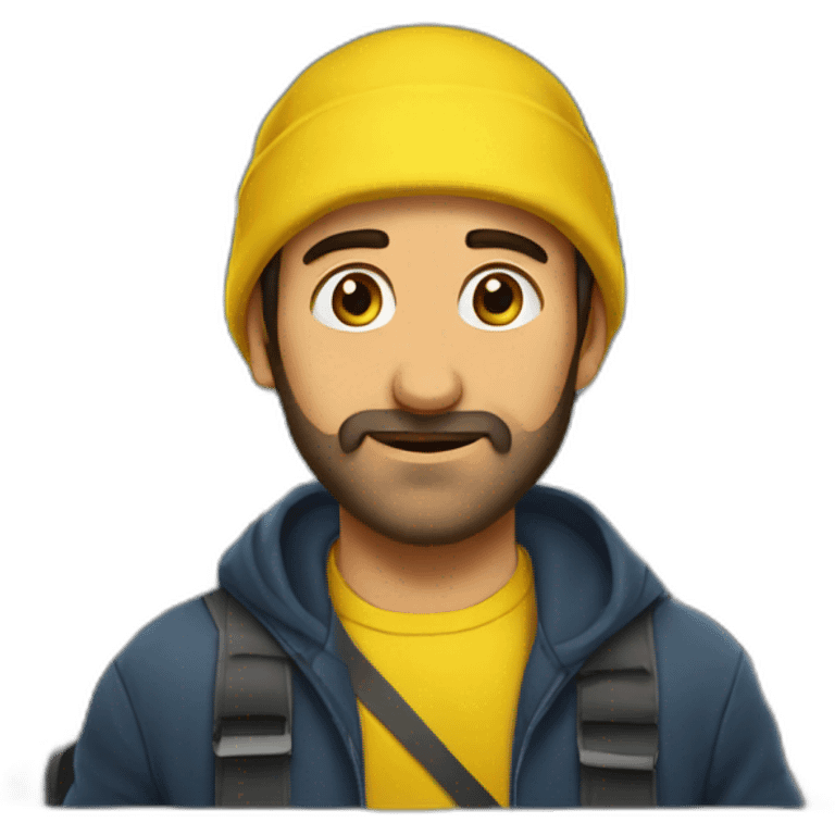 Armenian men in yellow clothing in the bus emoji