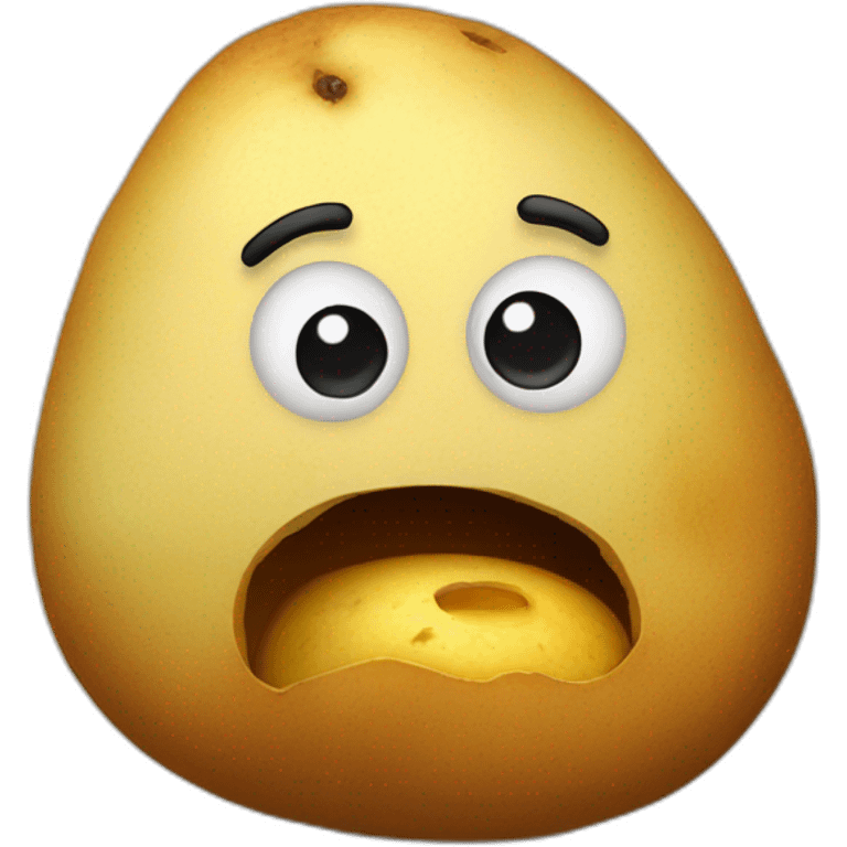 a sad potato with a piece bitten off on top emoji