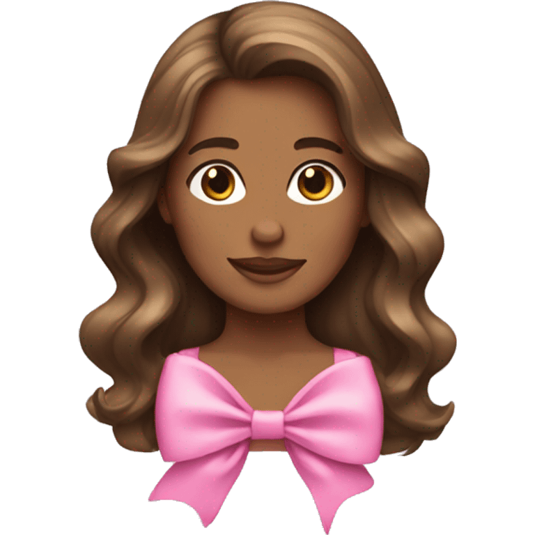 Women with beach waves brown hair and pink bow emoji