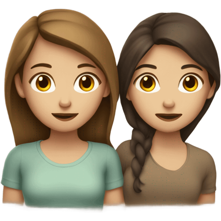 lesbian cuddles dark brown hair girl and light brown hair girl  emoji