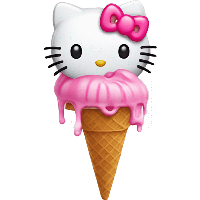 hello kitty eating pink ice cream emoji