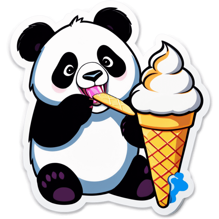 Panda eating ice cream emoji