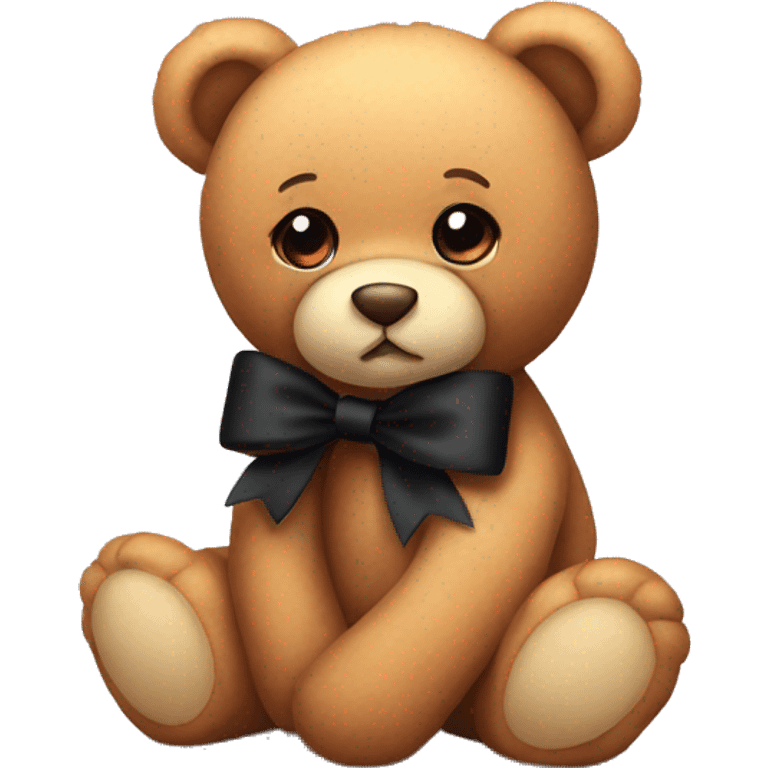 Cute teddy bear with black bow emoji