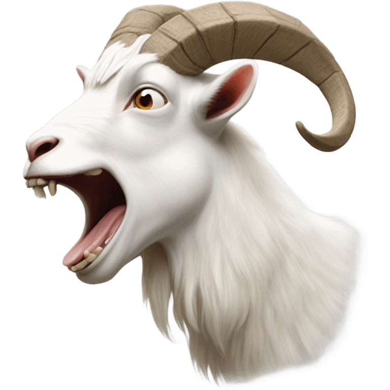 loudly screaming goat, side view, full white emoji