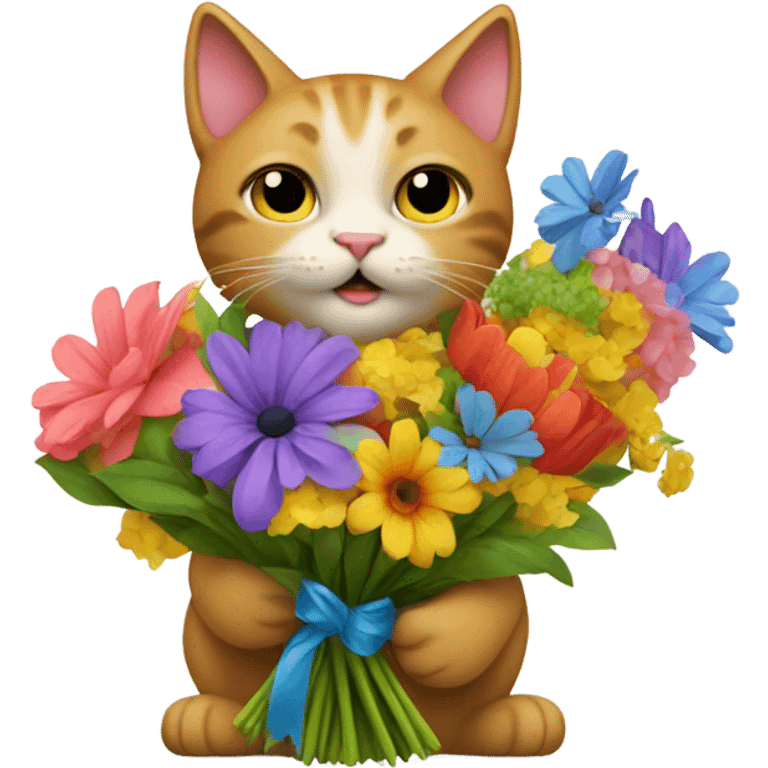 cat holding flowers  emoji