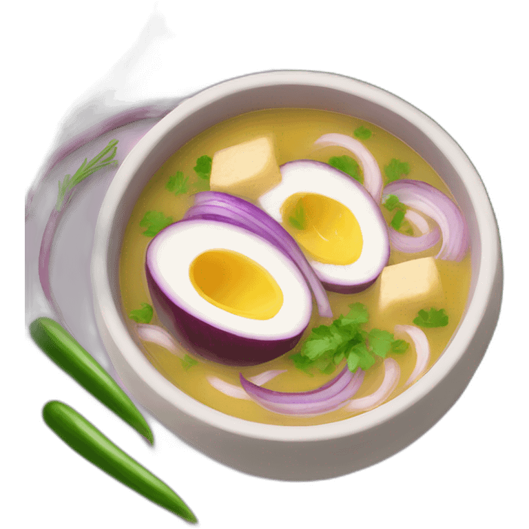 encebollado soup from ecuador that only has red onions, albacore and yucca emoji