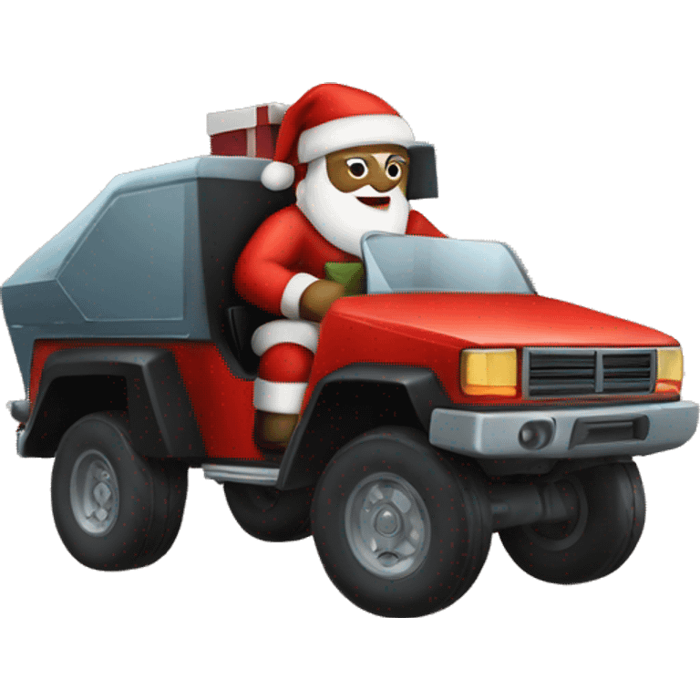 santa claus riding a cybertruck emoji