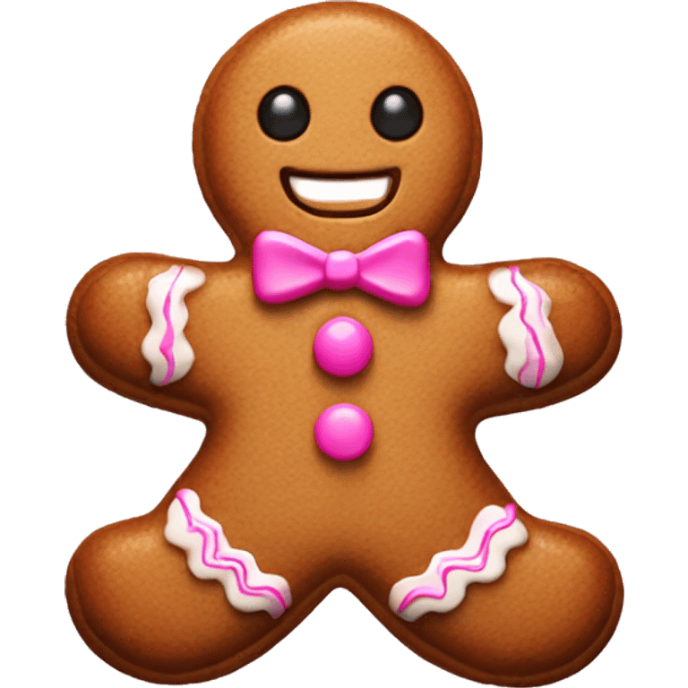 Gingerbread man with pink decorations  emoji