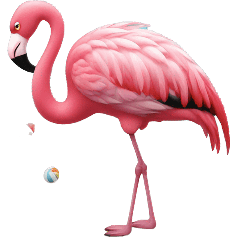 a pink flamingo at the beach emoji