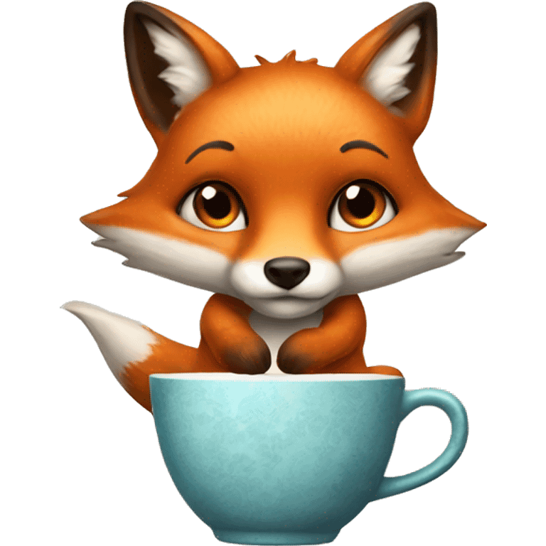 a fox with hot tea emoji