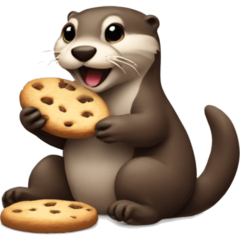 Otter eating a cookie emoji