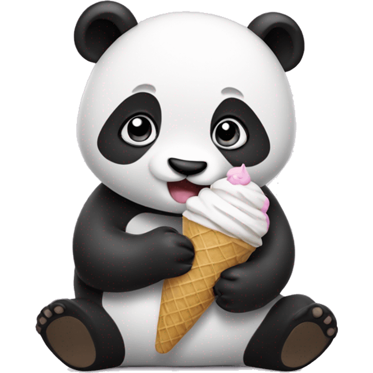 Panda eating ice cream emoji