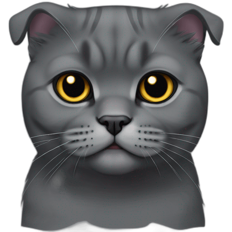 all dark grey Scottish Fold Cat broken ear emoji