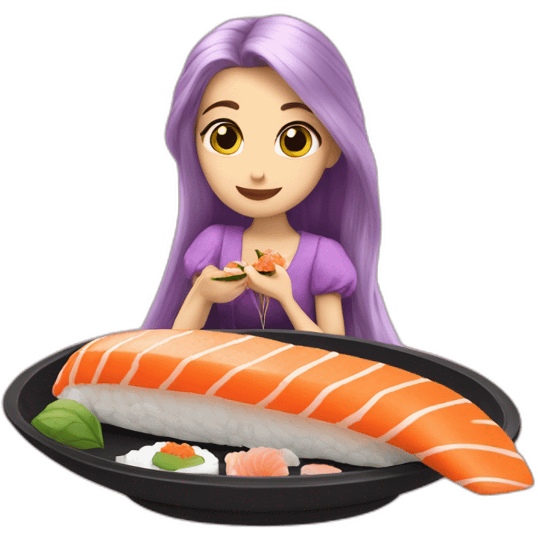 rapunzel eating sushi emoji