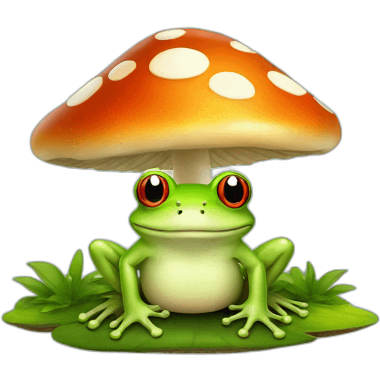 Frog sitting on mushroom emoji