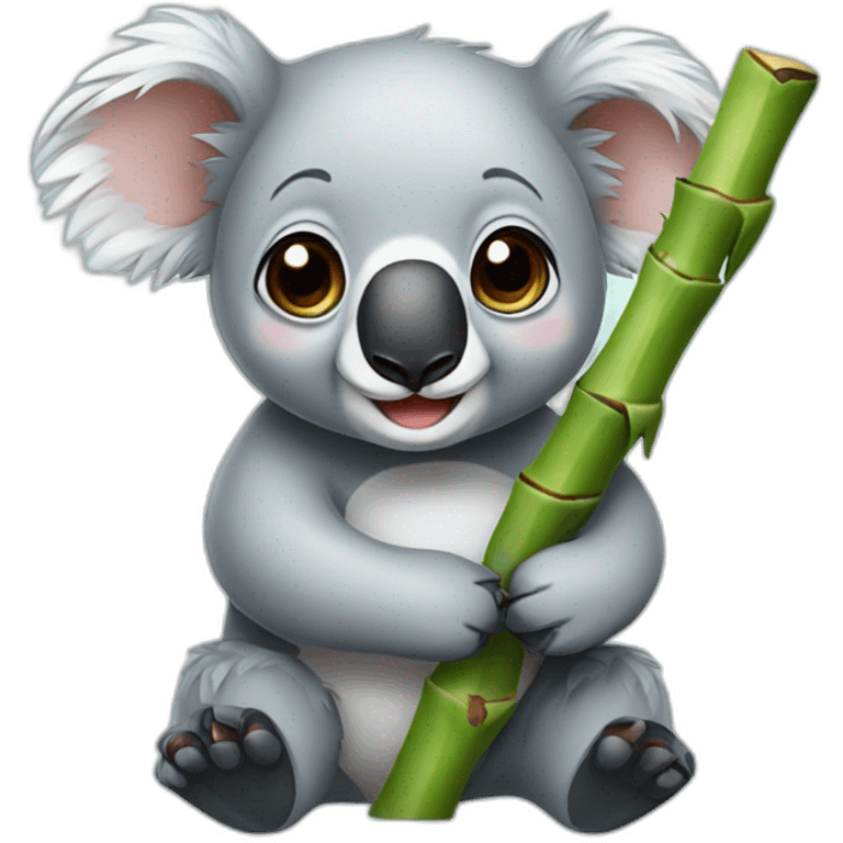 Cute koala eating bamboo emoji