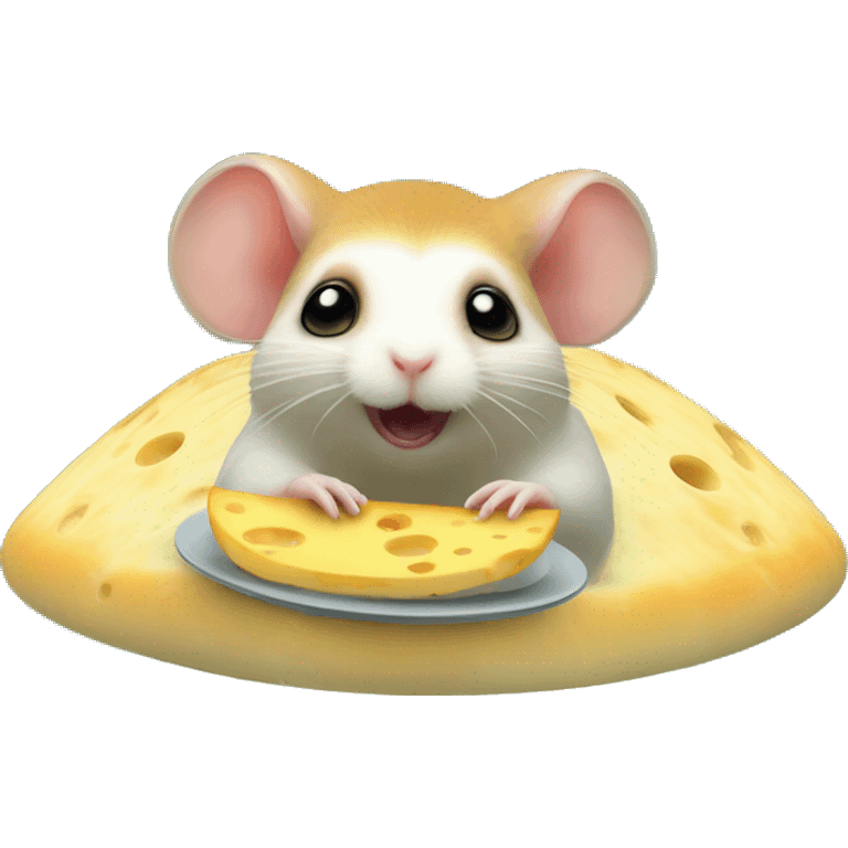 alien hamster in ufo abducting cheese emoji