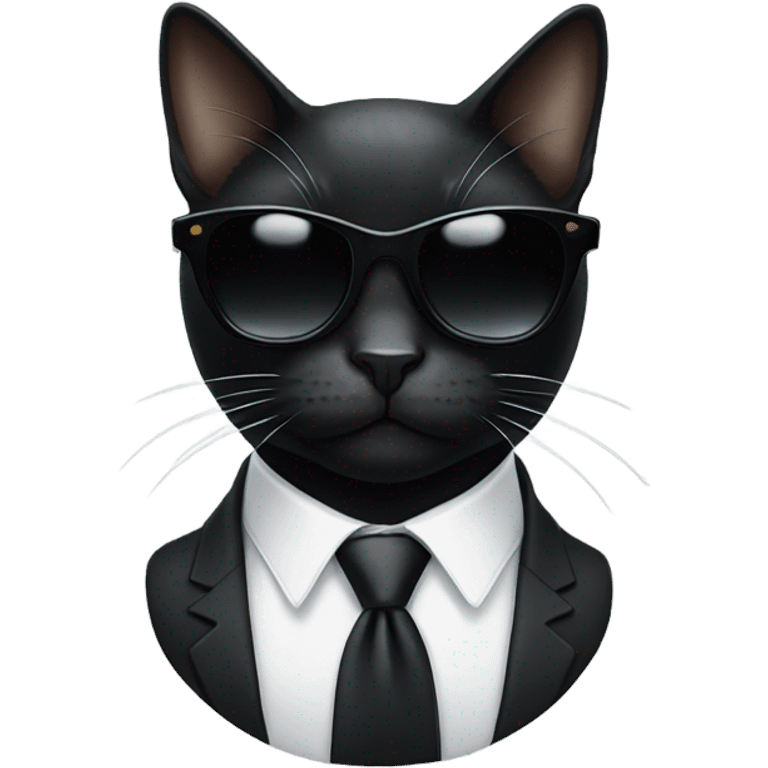 black cat with white tie and black sun glasses emoji