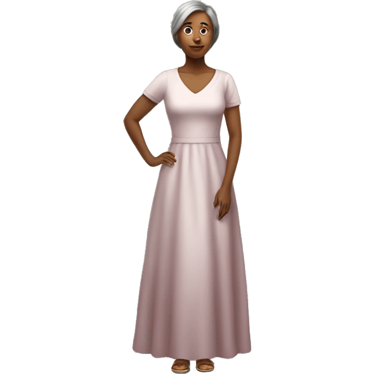 woman years old full length in dress photorealistic serious emoji