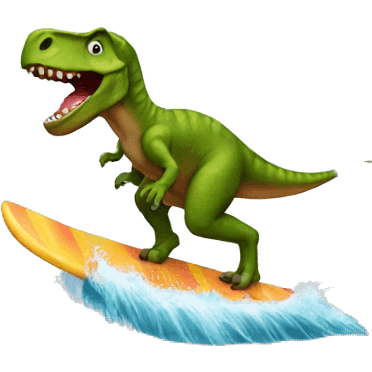 Dinosaur surfing emoji