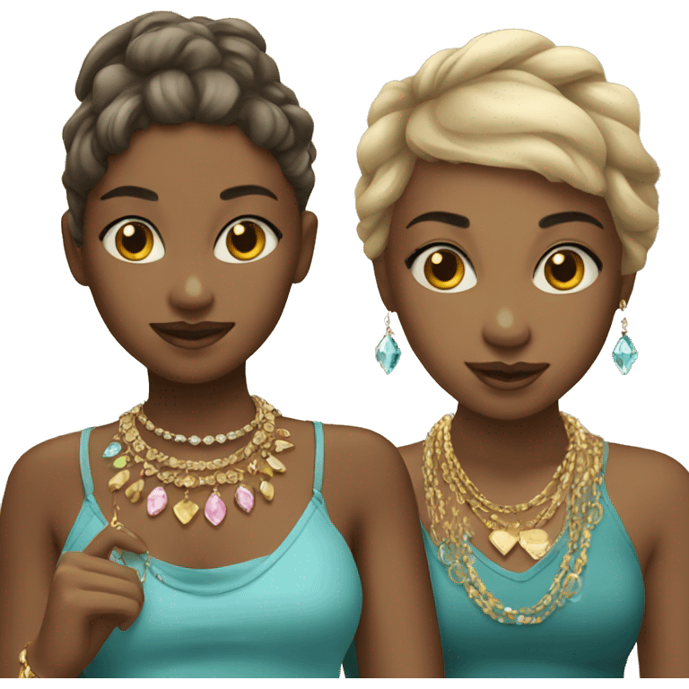 Girl and girl with jewelry emoji