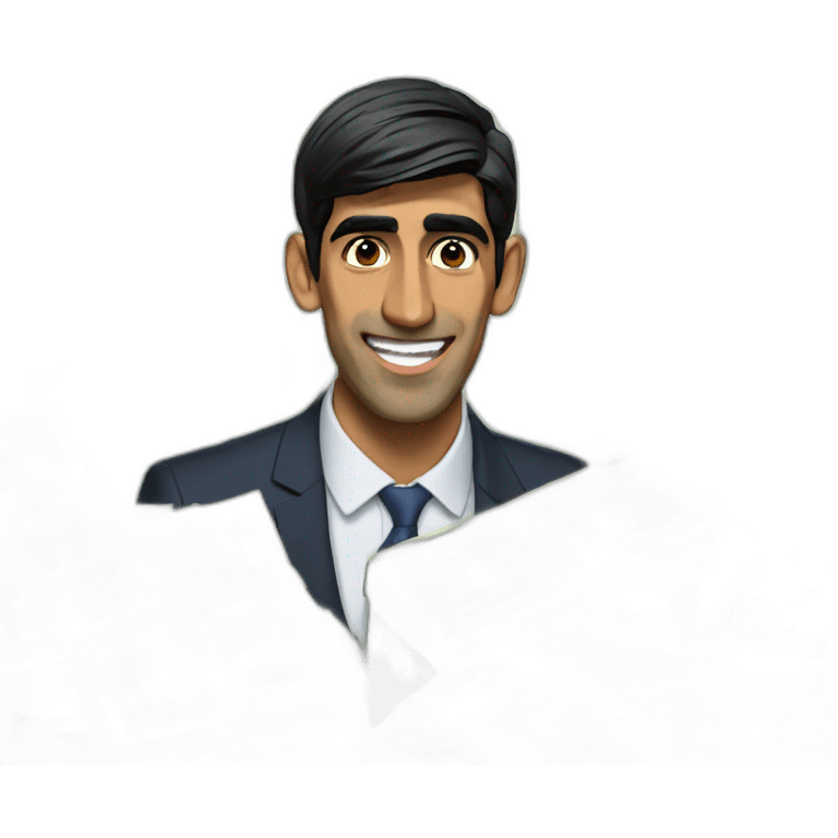 Rishi sunak in a pile of cash emoji