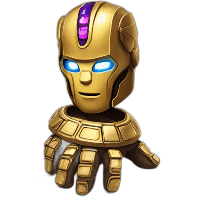 infinity gauntlet with stones coding on laptop emoji