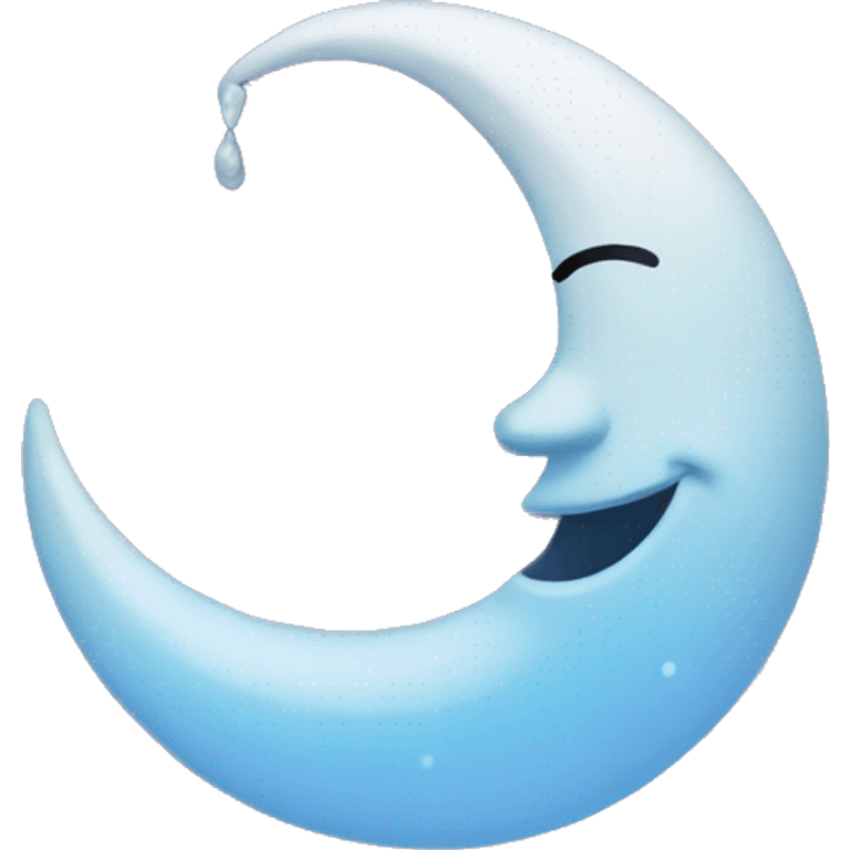 Frozen Crescent moon with smile  emoji