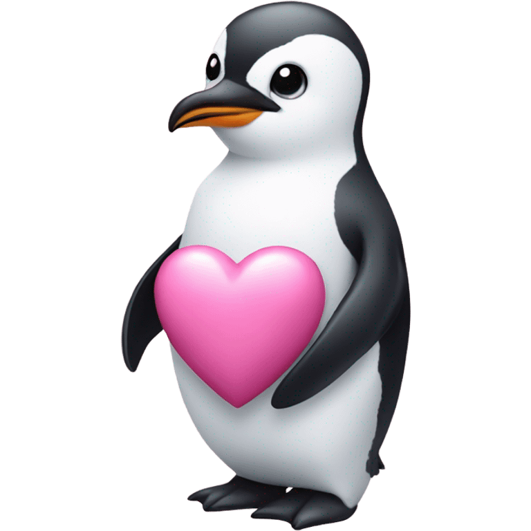 white penguin with pink heart emoji