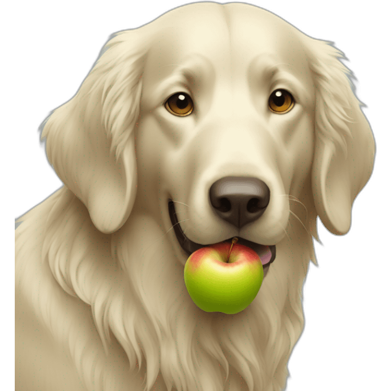 flat coated retriever eating an apple emoji