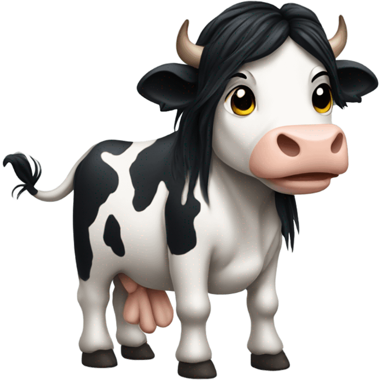 cow with long black hair and tattoos  emoji