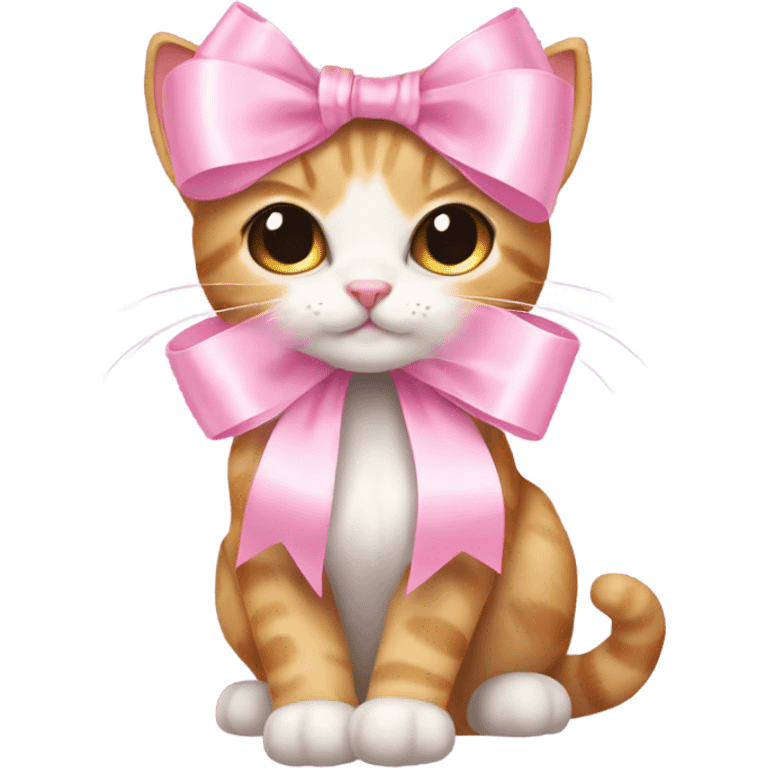 light pink ribbon bow on cat emoji