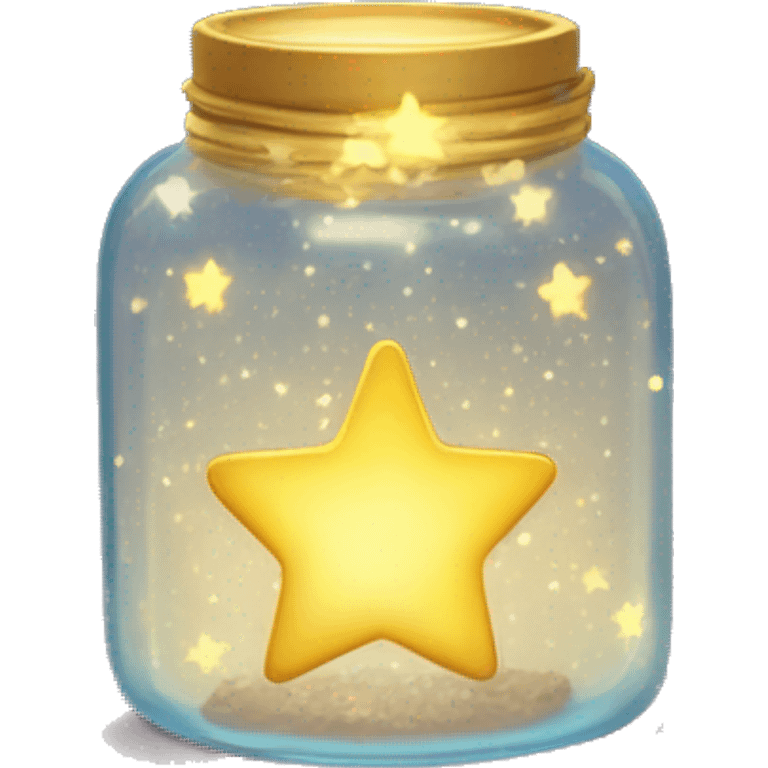 glowing star jar with tiny golden stars inside, emitting a soft sparkle. emoji