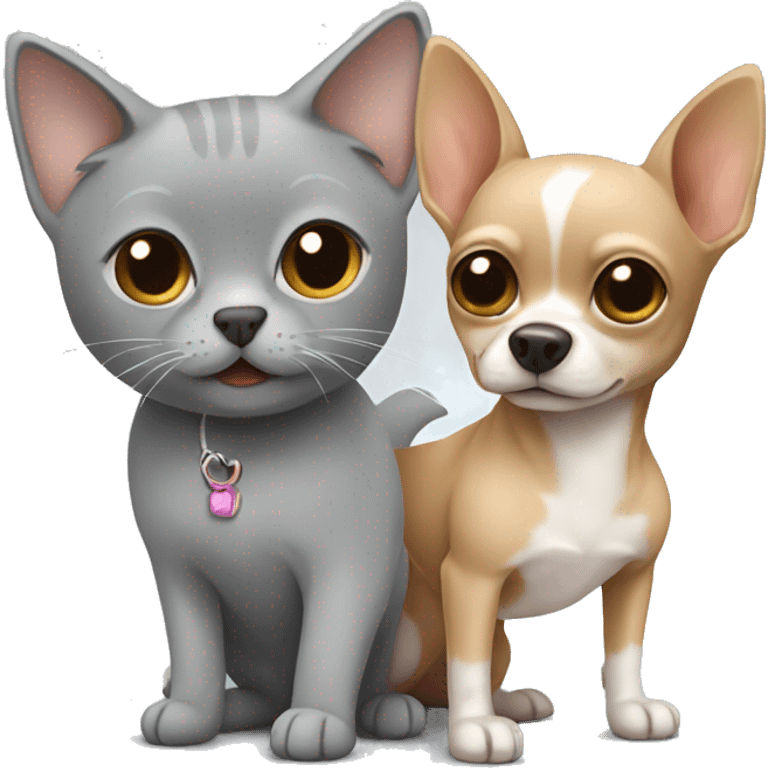 Gray cat and beige chihuahua emoji