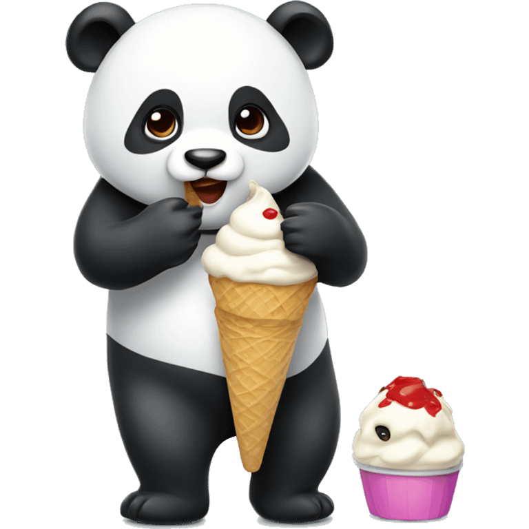 Panda eating ice cream emoji