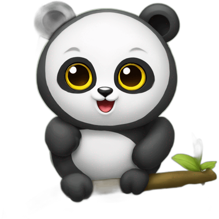 Chat sur panda sur hibou emoji