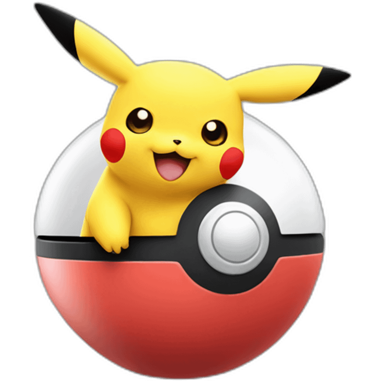 pikachu peeking out of poke ball emoji