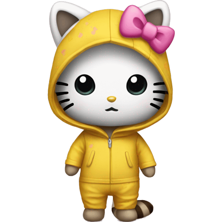 Hello kitty in a yellow raccoon costume  emoji