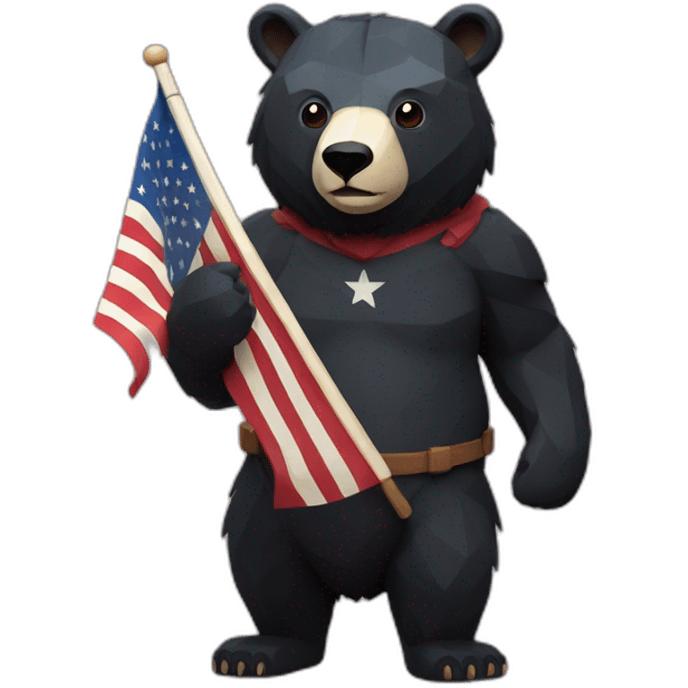 stand Lowpoly black bear with flag emoji