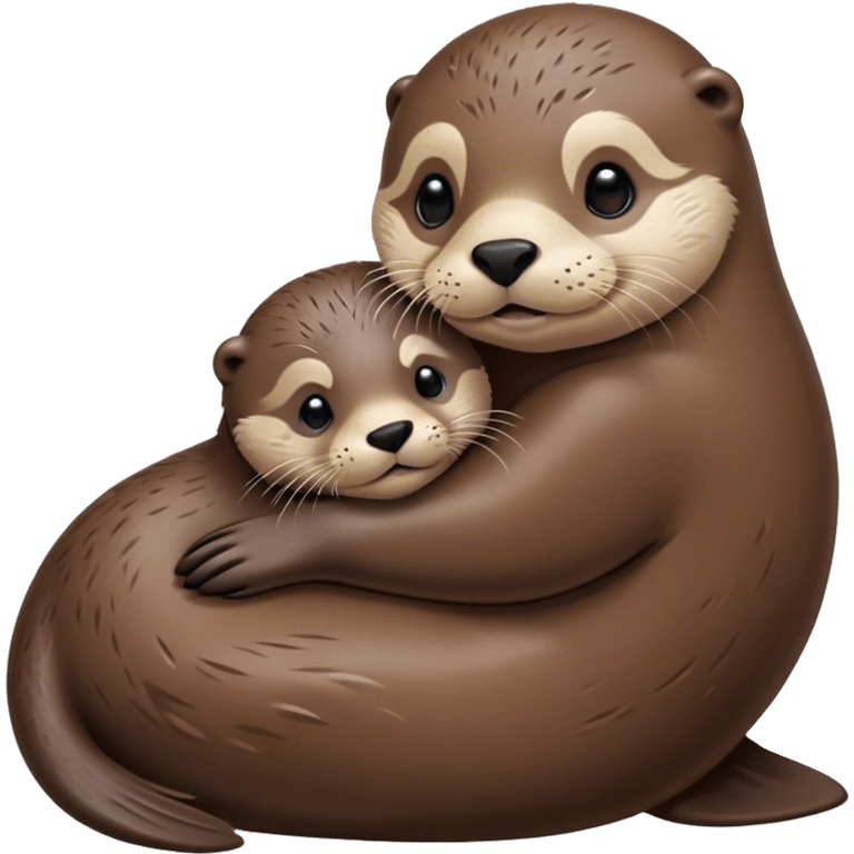 Big seal and small otter cuddle emoji