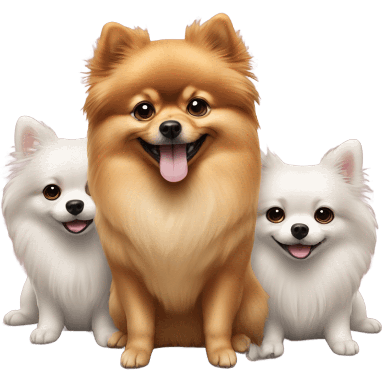 Pomeranian dog with two humans emoji